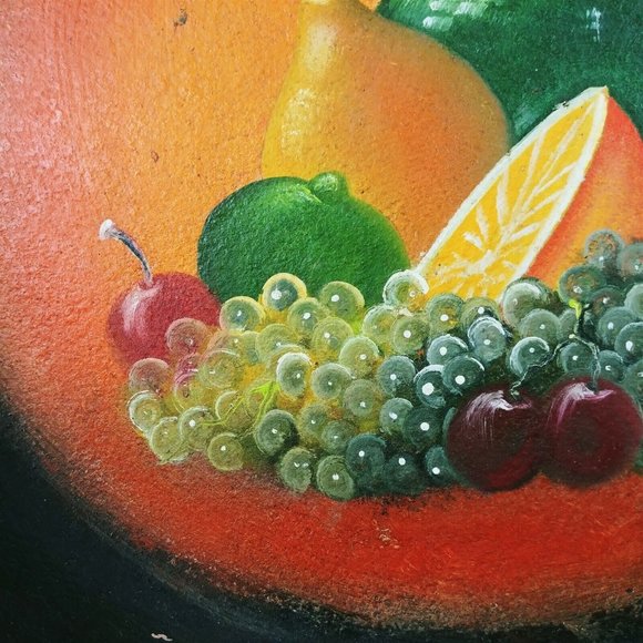 Cast Iron Skillet Art with Easel Hand Painted Fruit Design Decoration Only - Picture 8 of 10